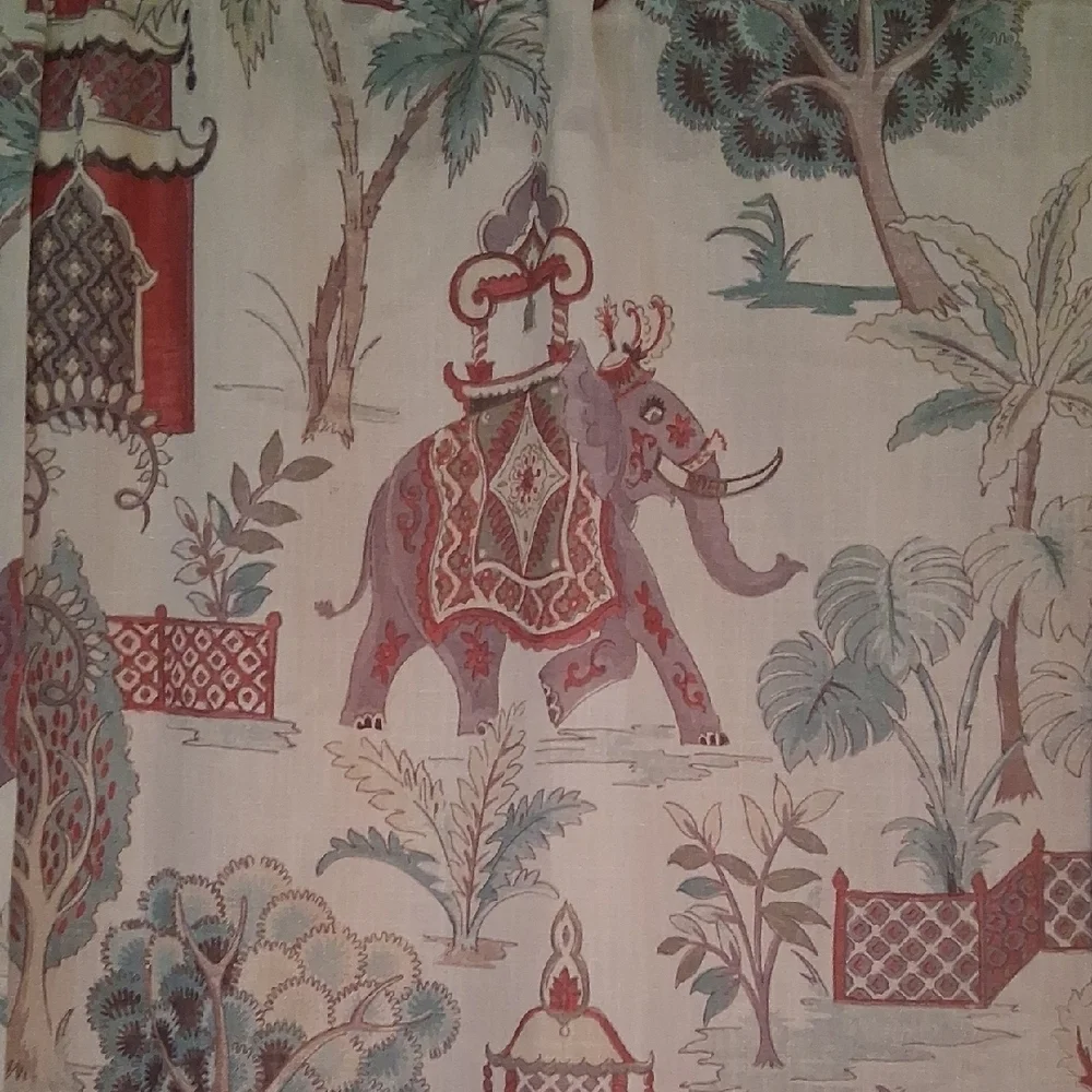 Decorative Elephant Print Curtain Pair